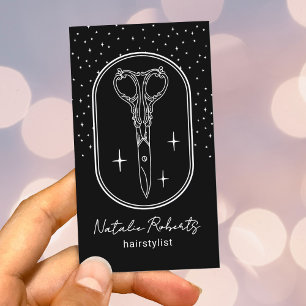 Friseur Süße Schere Logo Schwarzer Schönheitssalon Visitenkarte