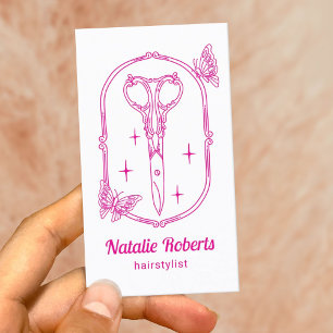 Friseur Süße Schere & Schmetterling Schönheitssalo Visitenkarte