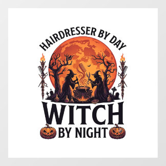Friseur Tag Hexe Nacht Halloween Kamm Schere Fensteraufkleber