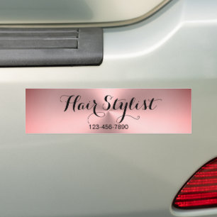 Friseur Telefonnummer Rosa gebürsteter Metall-Look Autoaufkleber