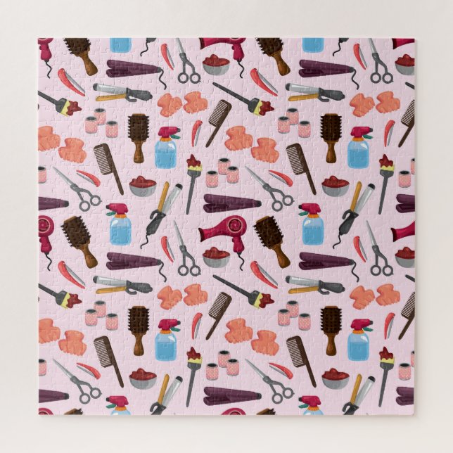 Friseur-Tools, Nahtloses, stilvolles Muster. (Vertikal)