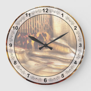 Friseur - Utensilien der Haarpflege Große Wanduhr