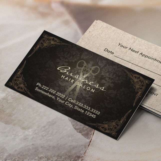 Friseur Vintag Damaskus Salon Ernennung Terminkarte (Von Creator hochgeladen)