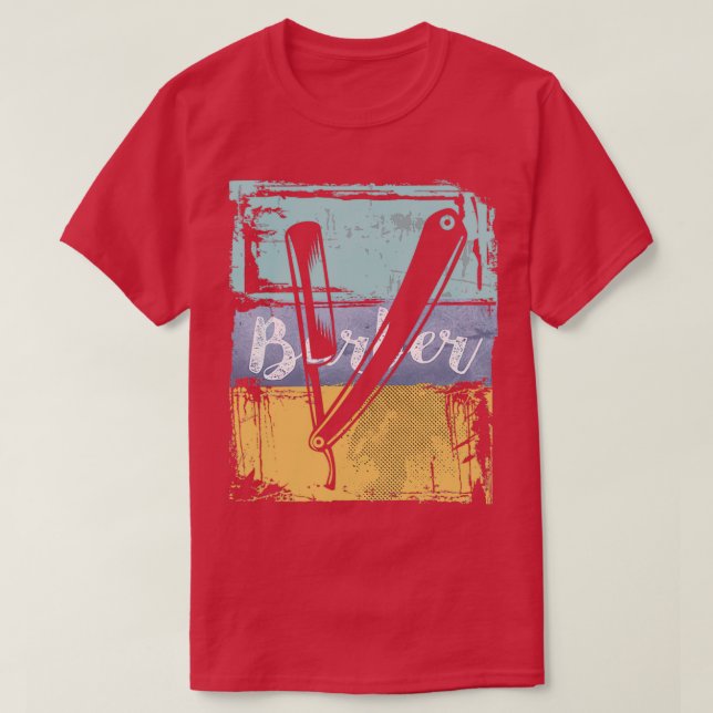 Friseur Vintag Retro Razor T-Shirt (Design vorne)