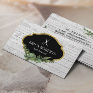 Friseur Vintage Botanical Rustikales Schönheitssal Visitenkarte