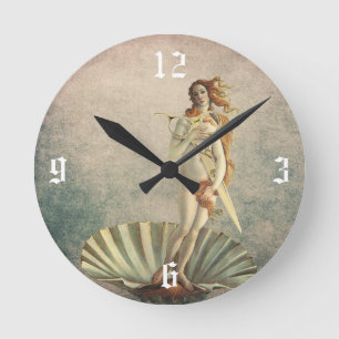 Friseur Vintage Venus & Gold Schere Salon Runde Wanduhr