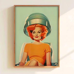 Friseur-Wandkunst Druckbares Retro-Hausfrau Pos Poster