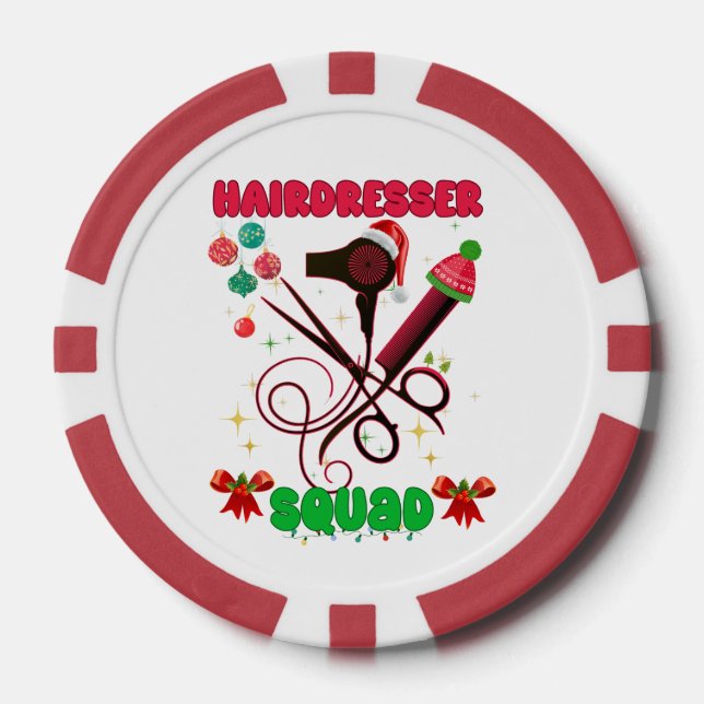 Friseur Weihnachts-Squad Friseur Salon Funny Pokerchips (Vorderseite)
