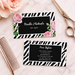 Friseur Zebra Rose Glam Visitenkarte