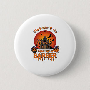 Friseurbürste zerbrach Halloween-Kürbis-Schneider Button
