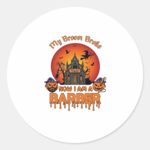 Friseurbürste zerbrach Halloween-Kürbis-Schneider  Runder Aufkleber