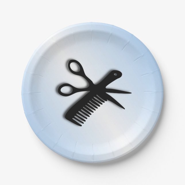 Friseurdesign Pappteller (Vorderseite)