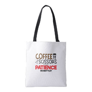Friseure Kaffee, Schere und Geduld Tasche