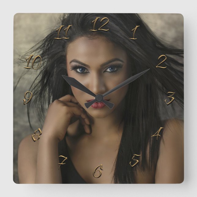 Friseure Quadratische Wanduhr (Vorderseite)