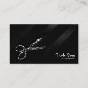 Friseurhair Dresser Silver & Black Chic Glam Visitenkarte