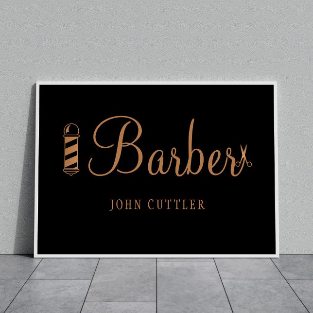 Friseurhairstylist Name Gold schwarzes Logo Poster (Von Creator hochgeladen)