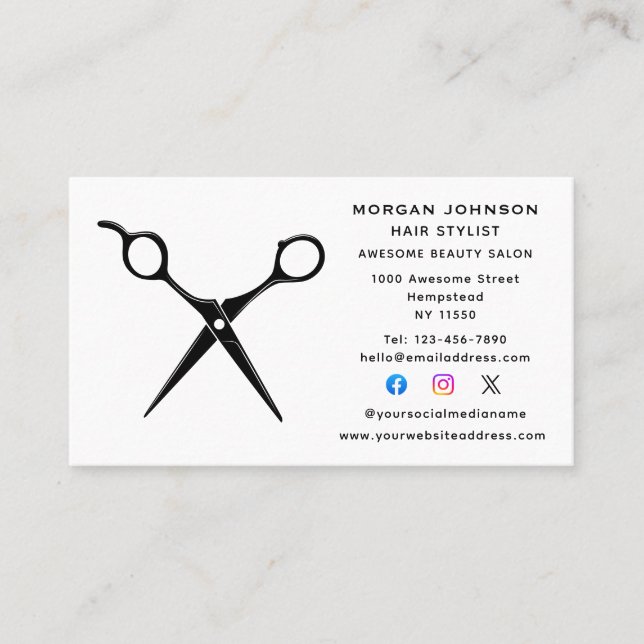 Friseurin Beautician Social Media Visitenkarte (Vorderseite)