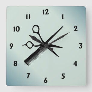 Friseurin Design Grün Quadratische Wanduhr