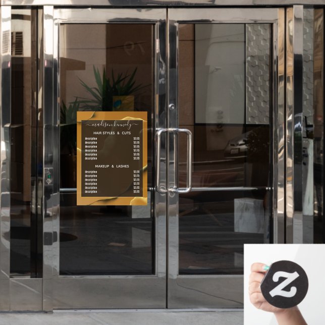 Friseurin Gold Inky Abstrakter Alkohol Fab-Wert Fensteraufkleber (Büro Tür)