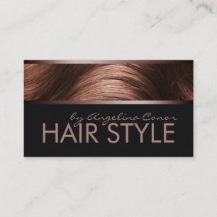 Friseurin Stylist Brown Hair Business Card Visitenkarte