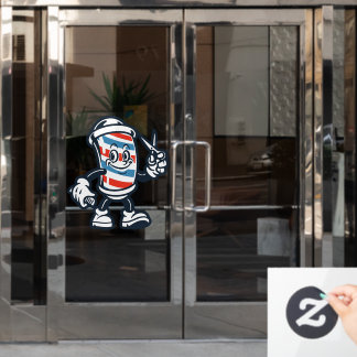 Friseurladen Cartoon-Friseur-Stange Charakter Fensteraufkleber
