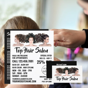 Friseurmodelle, Haarstühle, Friseursalon Flyer