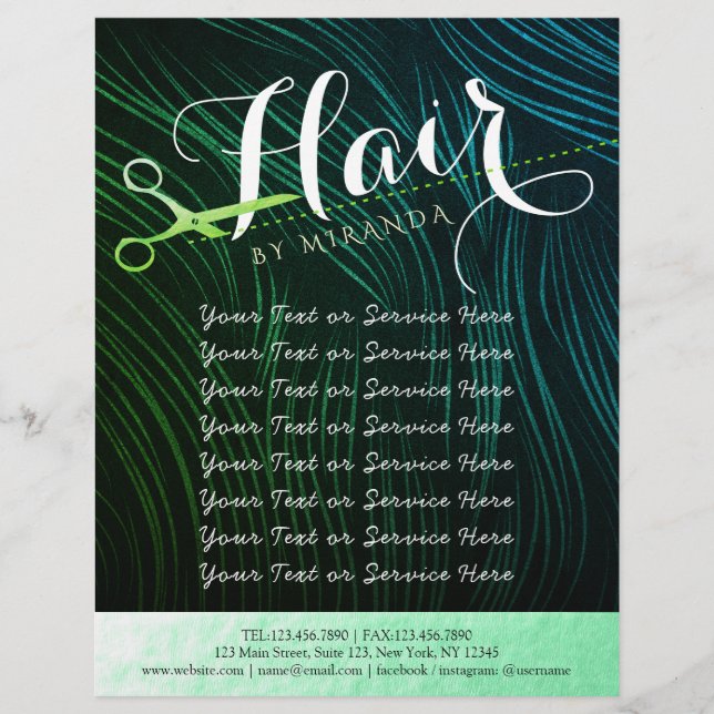 Friseursalon Beauty Green Gold Schere Flyer (Vorne)