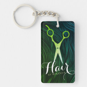 Friseursalon Beauty Green Gold Schere Schlüsselanhänger