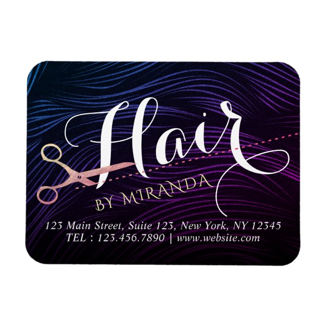 Friseursalon Beauty Rose Goldschere Magnet (Horizontal)