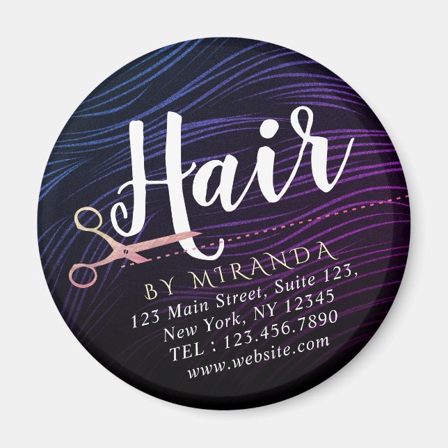 Friseursalon Beauty Rose Goldschere Magnet (Vorne)