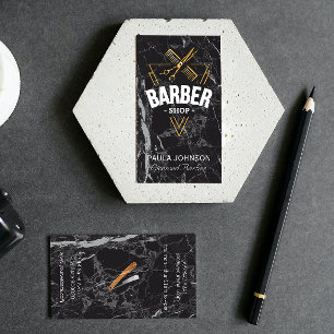 Friseursalon Black Marble Business Card Visitenkarte