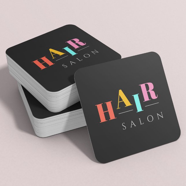 Friseursalon bunte Typografie Moderne Friseurin Quadratische Visitenkarte (Von Creator hochgeladen)