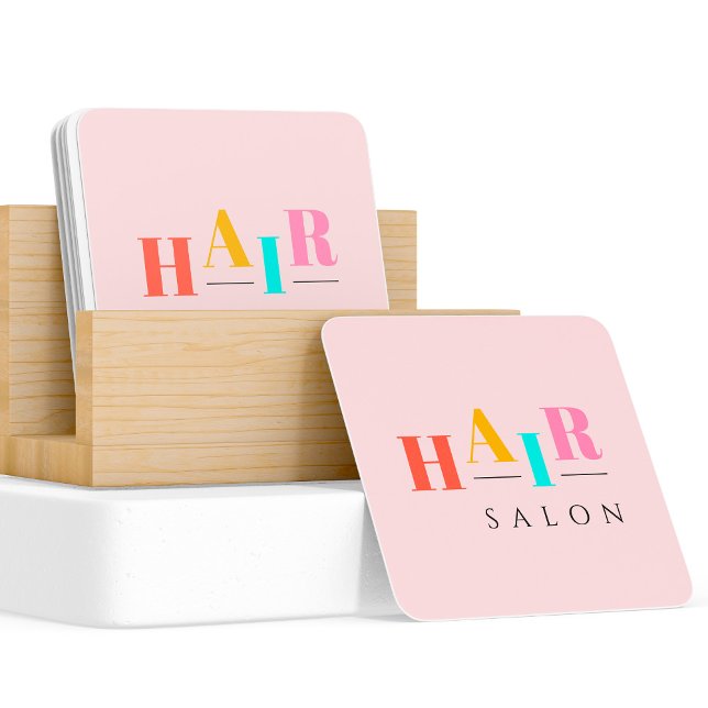 Friseursalon bunte Typografie Moderne Friseurin Quadratische Visitenkarte (Von Creator hochgeladen)