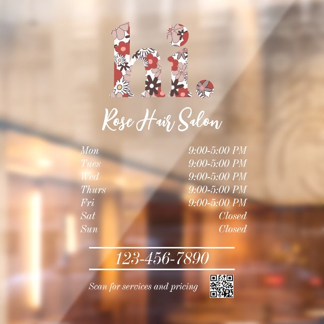 Friseursalon Business Open Hours Fensteraufkleber (Blatt 2)