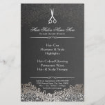 Friseursalon Elegant Dunkelsilber Damaskus Flyer<br><div class="desc">Eleganter, dunkler Silbermedaille Friseursalon - Klassischer und einzigartiger Flyer Template. Sie können zusätzliche Informationen auf der Rückseite hinzufügen. (1) Für weitere Anpassungen klicken Sie bitte auf den Link "Weiter anpassen" und verwenden Sie unser Designwerkzeug, um diese Vorlage zu ändern. (2) Wenn Sie Hilfe oder passende Artikel benötigen, kontaktieren Sie mich...</div>