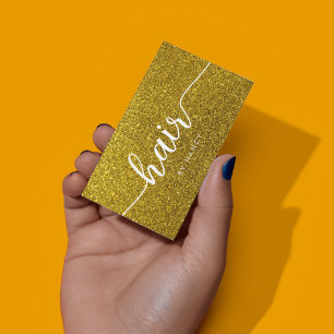 Friseursalon elegante Skript-Typografie Gold Glitt Visitenkarte