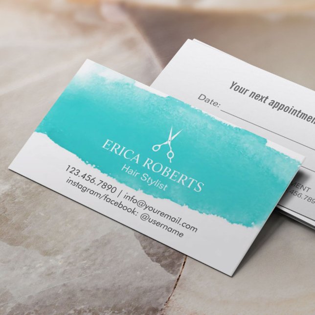 Friseursalon Fairstylist - Ernennung Wasserfarbe Terminkarte (Von Creator hochgeladen)