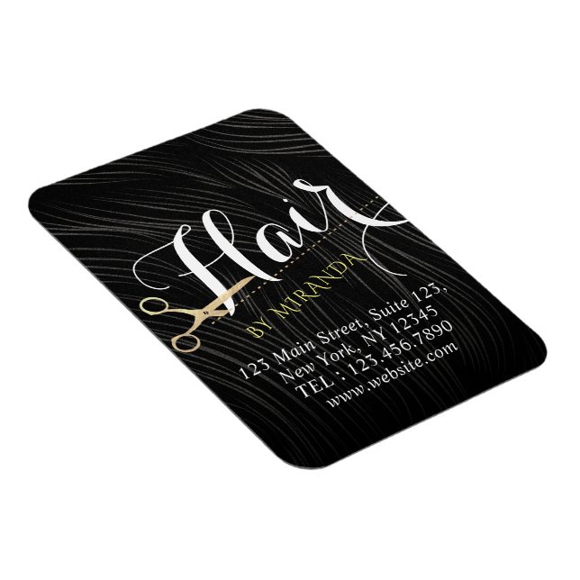 Friseursalon Fairstylist Moderne Black Gold Schere Magnet (Rechte Seite)