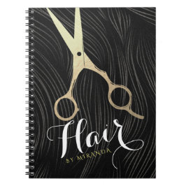 Friseursalon Fairstylist Moderne Black Gold Schere Notizblock