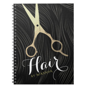 Friseursalon Fairstylist Moderne Black Gold Schere Notizblock