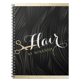 Friseursalon Fairstylist Moderne Black Gold Schere Notizblock