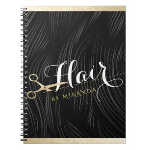 Friseursalon Fairstylist Moderne Black Gold Schere Notizblock