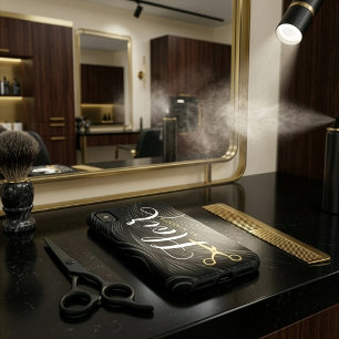 Friseursalon Friseur Moderne schwarze goldene Sche Case-Mate iPhone Hülle