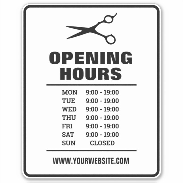 Friseursalon Friseur Öffnungszeiten Vinyl Aufklebe Aufkleber (Vorderseite)