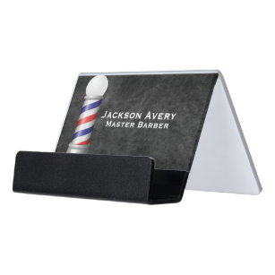 Friseursalon-Friseur-Pole-Leder Schreibtisch-Visitenkartenhalter