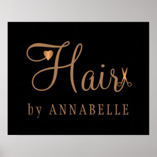 Friseursalon-Friseurname Kupfergold Glitzer Poster