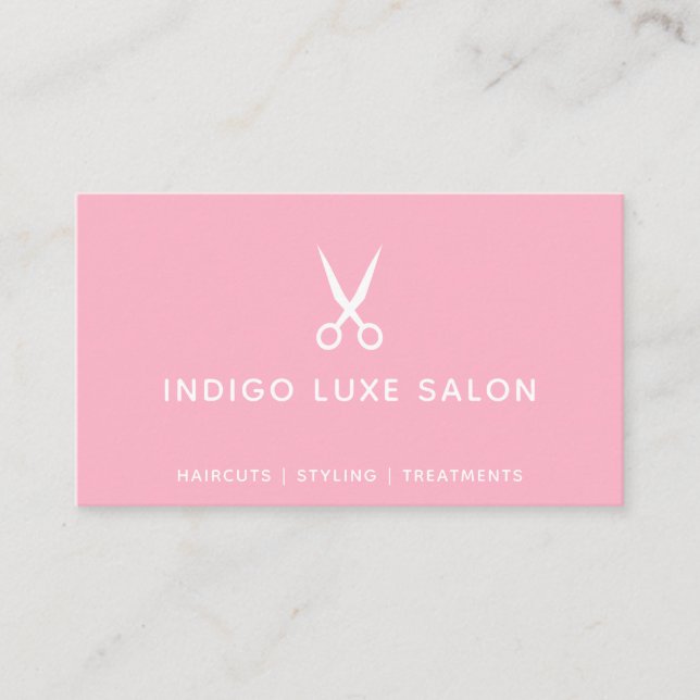 Friseursalon Friseursalon Moderne Schere Rosa Visitenkarte (Vorderseite)
