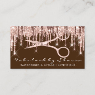Friseursalon Friseursalon Schere Rose Tropfen Brau Visitenkarte