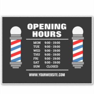 Friseursalon für den Friseursalon - Öffnungszeiten Aufkleber