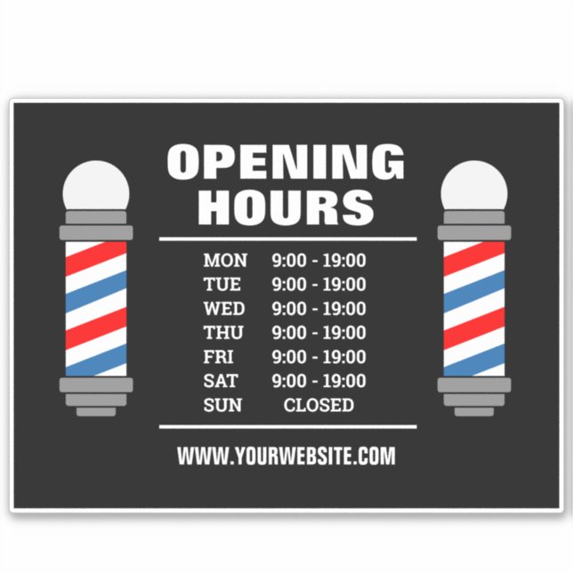 Friseursalon für den Friseursalon - Öffnungszeiten Aufkleber (Vorderseite)